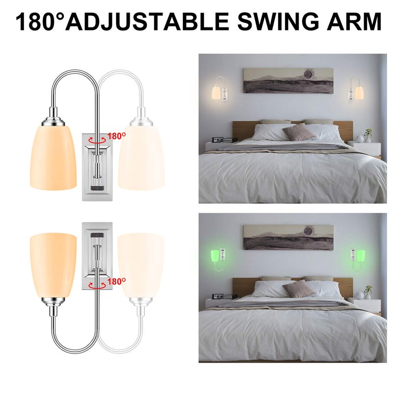 LUXSWAY 12 Colors Changing Wall Lamp, Dimmable Up/Down Wall Sconce,Over Bed Headboard Light for Bedroom Hallway Home Decor- 1Pack - Image 5